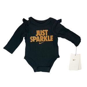 Nike Just Sparkle Ruffle Long Sleeve Ruffle Bodysuit Newborn 50-56CM Black